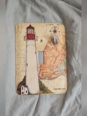 Cape May Light Lighthouse Decorative Single Switch Plate - Beige, Red, Cream